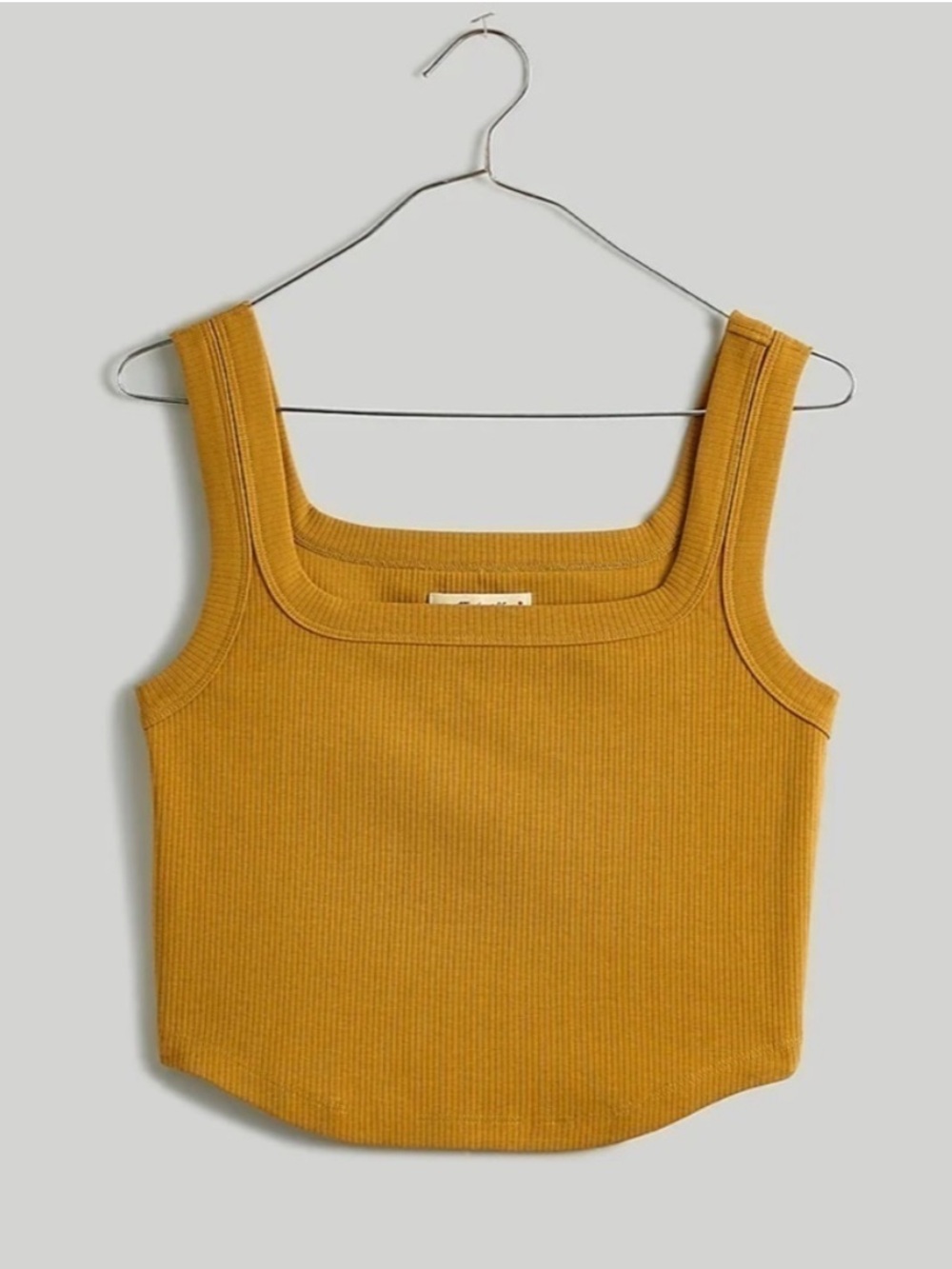 Madewell Tailored Crop Tank in Sleekhold 
Compass Gold